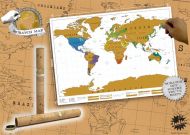 Stírací mapa světa zlatá Deluxe